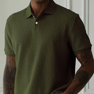 เสื้อเชิ้ตผู้ชายหรูหรา ระบายอากาศได้ดี ผ้าถัก สวมใส่สบาย เหมาะสำหรับธุรกิจ รับผลิตตามแบบ ODM OEM พร้อมบริการสกรีนโลโก้ - Product Image 1