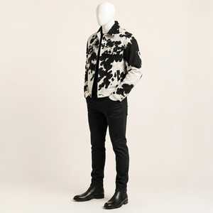 Blouson de motard zippé en cuir de vachette véritable pour homme, avec col rabattable en fourrure, coupe classique personnalisée, vêtement d'extérieur d'hiver - Product Image 1