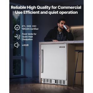 Nevera para Bebidas de 24 Pulgadas para Interiores/Exteriores, 150 QT, Independiente, Bajo Mueble, Capacidad para 180 Latas, Enfriador de Cerveza y Vino Integrado - Product Image 6