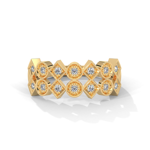 Anillo de Eternidad Zig Zag con Diamantes Cultivados en Laboratorio, Corte Pera, Bañado en Rodio, Oro de 14K y 18K, Joyería de Boda Unisex - Product Image 1