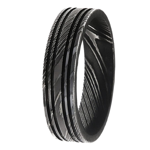 Bague en acier Damas de haute qualité, ajustement confortable, alliance pour un usage quotidien avec un motif élégant - Product Image 6