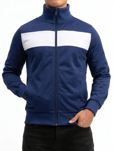 Veste de survêtement personnalisée pour homme, avec empiècements contrastés, fermeture éclair intégrale, respirante, écologique, réversible, col rabattable, sport - Product Image 2