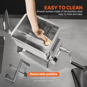 Mélangeur à viande manuel en acier inoxydable de 15 L, équipement de transformation de la viande, mélangeur à saucisses avec une capacité de mélange maximale de 15 lb - Product Image 4