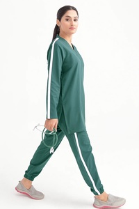 Ensemble de Blouse et Pantalon Médical Unisexe EVER GLOW Bleu Marine à Manches Courtes, Uniforme Hospitalier en Coton Tissé et Spandex avec Détection d'Aiguilles - Product Image 5