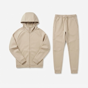 Ensemble deux pièces de vêtements de sport en molleton technique OEM, coupe ajustée, pantalon de survêtement et sweat à capuche - Product Image 1