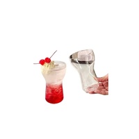 Chien Keng CU-A04-019 401-500ml Chope à bière en verre borosilicate transparent soufflé à la main, écologique, design moderne, couleur personnalisée, pour fêtes