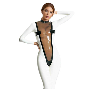 Mono blanco de manga larga con cintura alta y diseño hueco, sexy, para discoteca, ajustado, largo, para mujer - Product Image 6