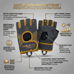 Half Finger Activewear <b>Gloves</b> Breathable Soft Grip Workout Fitness Gym <b>Training</b> and Weightlifting Support Gear. - Product Image 6