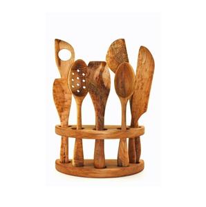 Eco Friendly Wooden Cooking Spoon Set With Spatula Turner Ladle And Serving Spoon For Kitchen Utensils - Product Image 1