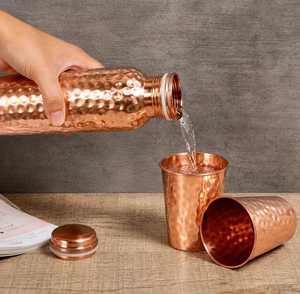 Pure Hammered <b>Copper</b> Water Bottle Handmade Leak Proof Ayurvedic Detox Bottle <b>Gift</b> <b>for</b> <b>Her</b> & Him Wellness Flask Copperflask - Product Image 1