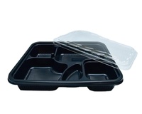 Boîte Bento jetable micro-ondable de Taïwan avec couvercle transparent en PP/OPS, certifiée ISO 9001 SGS, recyclable, gaufrée, épaisseur 0,30 mm, pour aliments