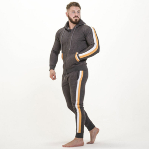 Conjunto Deportivo 2 en 1 para Hombre, Sudadera con Capucha Gris, Cierre de Cremallera, Mangas Largas, Bolsillos Laterales, Ropa Deportiva Informal, Transpirable, 100% Algodón - Product Image 1