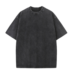เสื้อยืดคอกลมแขนสั้นทรงปกติสำหรับผู้ชาย ดีไซน์พิเศษ ผ้าฝ้าย 100% ล้างสีแบบแอซิด พิมพ์ลายตัวอักษรด้านหน้า สไตล์ลำลอง - Product Image 4