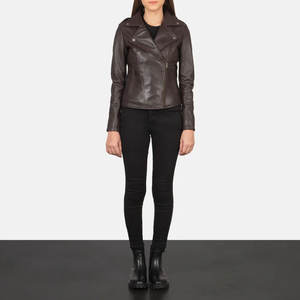 Blouson de motard en cuir marron Flashback, style vintage, avec fermeture éclair, coupe classique ajustée, en similicuir ou cuir véritable, vêtement d'extérieur décontracté pour la moto - Product Image 4