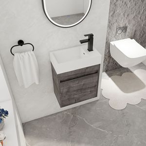 Mobile bagno sospeso da 18 pollici con lavabo in resina bianca e anta con chiusura ammortizzata - Product Image 4
