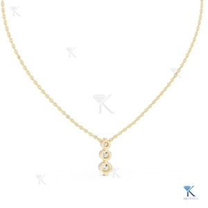 Collier pendentif de luxe en or massif 14K 18K avec 3 diamants de laboratoire taille brillant, bijou vertical pour femme - Product Image 5