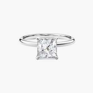Anillo de compromiso de plata 925 con moissanita talla princesa VVS, engaste de puntas, de lujo, para mujer, chapado en oro, estilo eternidad, vermeil. - Product Image 3