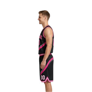 Conjunto de Uniforme de Baloncesto Sublimado Personalizado para Hombre, Jersey sin Mangas con Cuello en V, Rayas Onduladas, Nombre y Número, Pantalones Cortos a Juego, Fabricante Profesional - Product Image 5