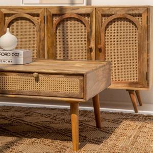 Vandana Astra Elara Rattan-Drawer Wooden <b>Coffee</b> <b>Table</b> for Modern Living Room Interiors - Product Image 2