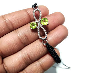 Pulsera de Plata 925 con Dije de Mariposa Infinita y Peridoto Natural Facetado, Ajustable, de Macramé, de Lujo, para Niñas y Mujeres, Regalo para Fiestas - Product Image 4