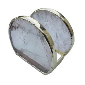 Half Round Clear Quartz Napkin Holder | Agate Napkin Holder with Silver Lining for home Decor | Napkin holder Tissue Box Holder