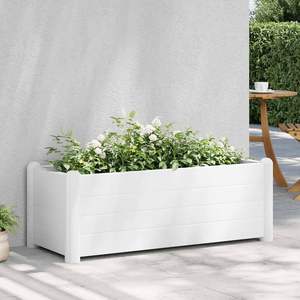 Bac à fleurs surélevé en polypropylène blanc moyen résistant aux UV pour pots et jardinières - Product Image 1