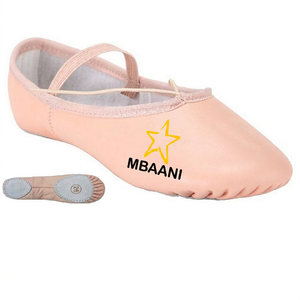 MBAANI – chaussures de ballet souples pour femmes, dessus en satin, semelle en caoutchouc, chaussures plates pour entraînement de danse, pantoufles de ballet à semelle en caoutchouc, cuir véritable - Product Image 1
