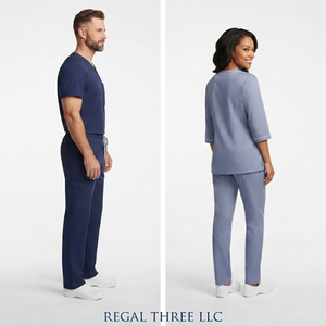 ชุดยูนิฟอร์มโรงพยาบาลแบบ unisex กางเกงสครับทรงจ็อกเกอร์ เสื้อคอวีแขนสั้น ชุดแพทย์พยาบาล - Product Image 2
