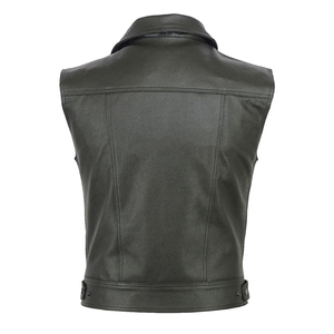 Gilet en cuir pour homme coupe-vent, léger, en cuir véritable, sans manches, avec logo personnalisé, vêtements en cuir décontractés - Product Image 4