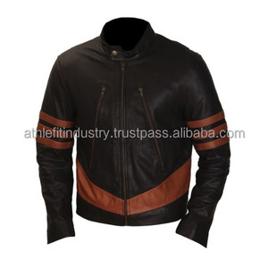 High Quality Custom Designed <b>Men</b>’s Fashion <b>Leather</b> <b>Jacket</b> New Arrival Wolverine Style <b>Brown</b> Vintage Motorcycle Outerwear <b>Jacket</b> - Product Image 3