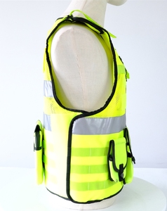 Gilet de sécurité haute visibilité réfléchissant en maille avec fermeture éclair, multi-poches, uniforme de travail unisexe en polyester pour la sécurité et la détection d'aiguilles - Product Image 4