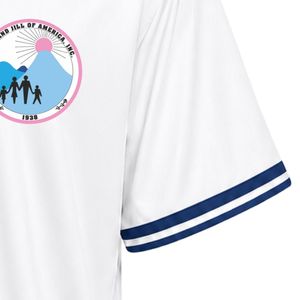 Maillot de baseball blanc pour femme avec patch brodé, manches courtes, boutons sur le devant, col en V, rose marine, vêtements de sport décontractés, tenue d'équipe - Product Image 3