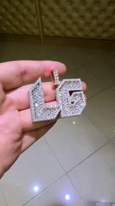 Colgante de Letra LG en Aleación de Plata, Chapado en Oro Rosa, con Diamantes Certificados por IGI, Amuleto Temático, Joyería Unisex Estilo Hiphop - Product Image 2