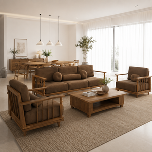 Juego de Muebles Modernos para Sala de Estar de Madera de Teca Sólida, Sillón, Mesa de Centro - Product Image 4