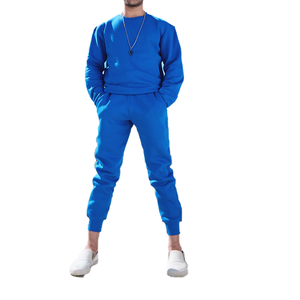 Survêtement unisexe en molleton tissé à col rond, respirant, avec poches, coupe classique, pour l'hiver, 100% coton, grandes tailles - Product Image 1