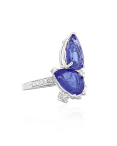 Anillo de Diamante Moissanita con Zafiro Azul Corte Pera, Oro 10K 14K 18K, Plata 925 935, Joyería Fina de Lujo - Product Image 3