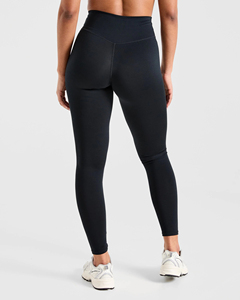 Leggings de Yoga Largos sin Costuras, Color Negro Sólido, Spandex y Poliéster, Pantalones Deportivos para Mujer, Elásticos, Estilo Simple, Ecológicos - Product Image 2