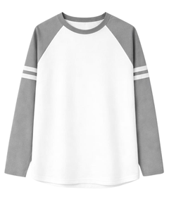 Custom Light Grey <b>White</b> Raglan Long Sleeve T Shirt Men 100% Cotton Crew Neck Casual Baseball <b>Tee</b> OEM Manufacturer Supplier - Product Image 1