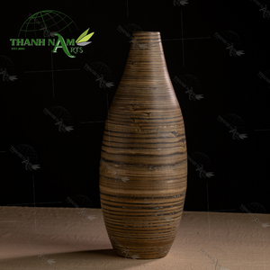 Florero de madera en espiral hecho a mano, artesanía moderna de bambú ecológico, florero de mesa duradero, decoración del hogar, arreglo minimalista - Product Image 2