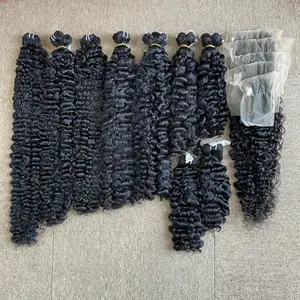 Big Order grosir rambut keriting Birma Vietnam sambungan rambut manusia menenun tunggal Terima kasih panjang