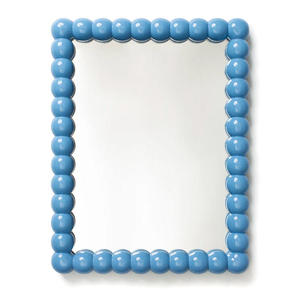 Miroir mural artisanal bleu brillant à perles, cadre en bois de qualité supérieure, décoration pour salon, miroir laqué pour l'aménagement intérieur - Product Image 1