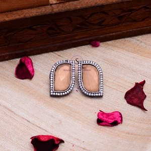 New Arrival 2026 Indian Style Chandelier <b>Earrings</b> With Silver Oxidized <b>Stud</b> Gemstone <b>Earrings</b> for Womens and Girls Wear <b>Earring</b> - Product Image 3