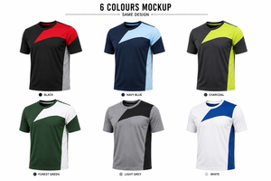 เสื้อยืดกีฬาผู้ชาย แขนสั้น คอกลม ตัดต่อสี แห้งเร็ว ทรงปกติ ผ้าถักโพลีเอสเตอร์ ปรับแต่งได้ ดีไซน์แบบ Patchwork - Product Image 6
