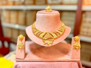 African Gold Dubai Jewelry's Enigmatic Handcrafted Lover's Necklace <b>Inspired</b> <b>by</b> the Valley of the Kings - Product Image 6