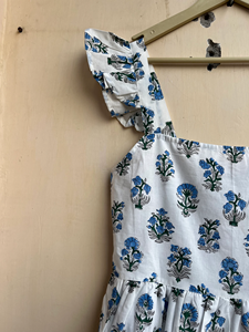 Robe maxi d'été en coton pour femmes avec imprimé floral vintage, col carré et taille naturelle, style indien. - Product Image 3