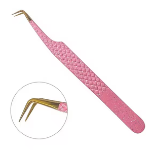 Pince à cils en acier inoxydable à microfibres Nano Grip avec logo imprimé, 45/60/75/90 degrés, pour extensions de cils volume, antistatique, pointe lisse - Product Image 1