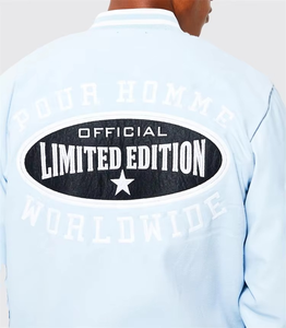 เสื้อแจ็คเก็ตเบสบอลแบบวาร์ซิตี้ คอตั้ง ปักลายเชนิลล์ คุณภาพสูงจากโรงงานผู้ผลิต (OEM) ทรงโอเวอร์ไซส์ ใส่ได้ทั้งชายและหญิง เป็นมิตรต่อสิ่งแวดล้อม กันน้ำ พร้อมลายตัวอักษร - Product Image 5