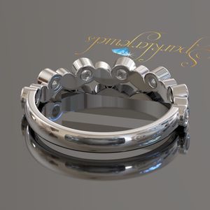 Anillo de Moissanita de Media Eternidad, Anillo de Boda de Moissanita de Oro Sólido, Anillo de Aniversario, Anillo para Mujer, Anillo Apilable - Product Image 5