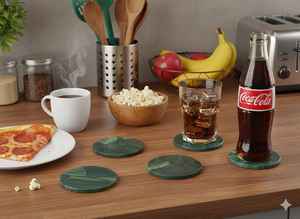 Juego de Posavasos de Jade Verde Pulido, Decoración de Mesa de Lujo, Artículos para Bebidas Hechos a Mano - Product Image 4