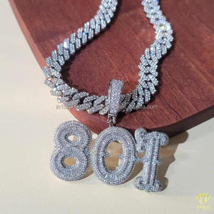 จี้เพชรเลี้ยงในห้องปฏิบัติการสุดหรู รุ่น "801" สร้อยคอเงิน เครื่องประดับฮิปฮอป ขายส่ง - Product Image 5